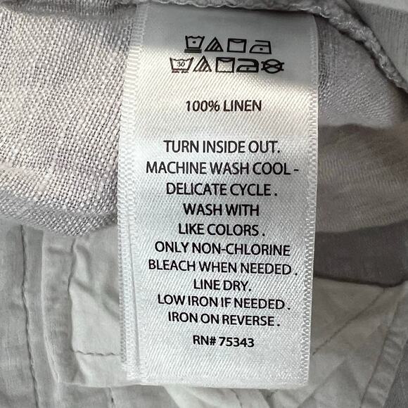 Women's Cropped Linen Pants - Light Gray - Picture 11 of 12